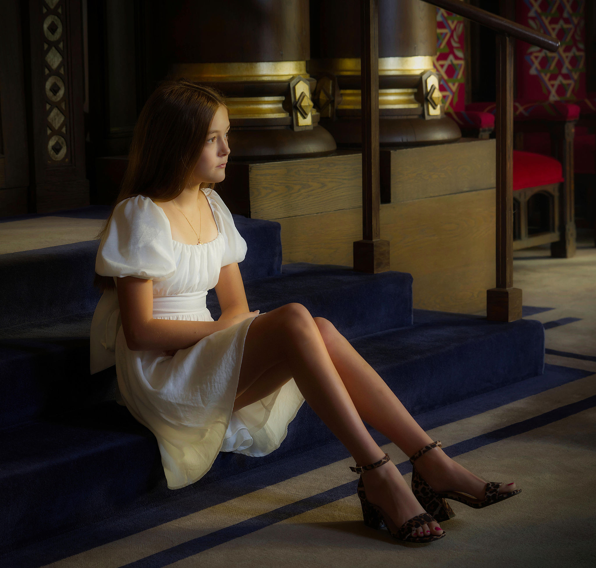 girl sitting in church