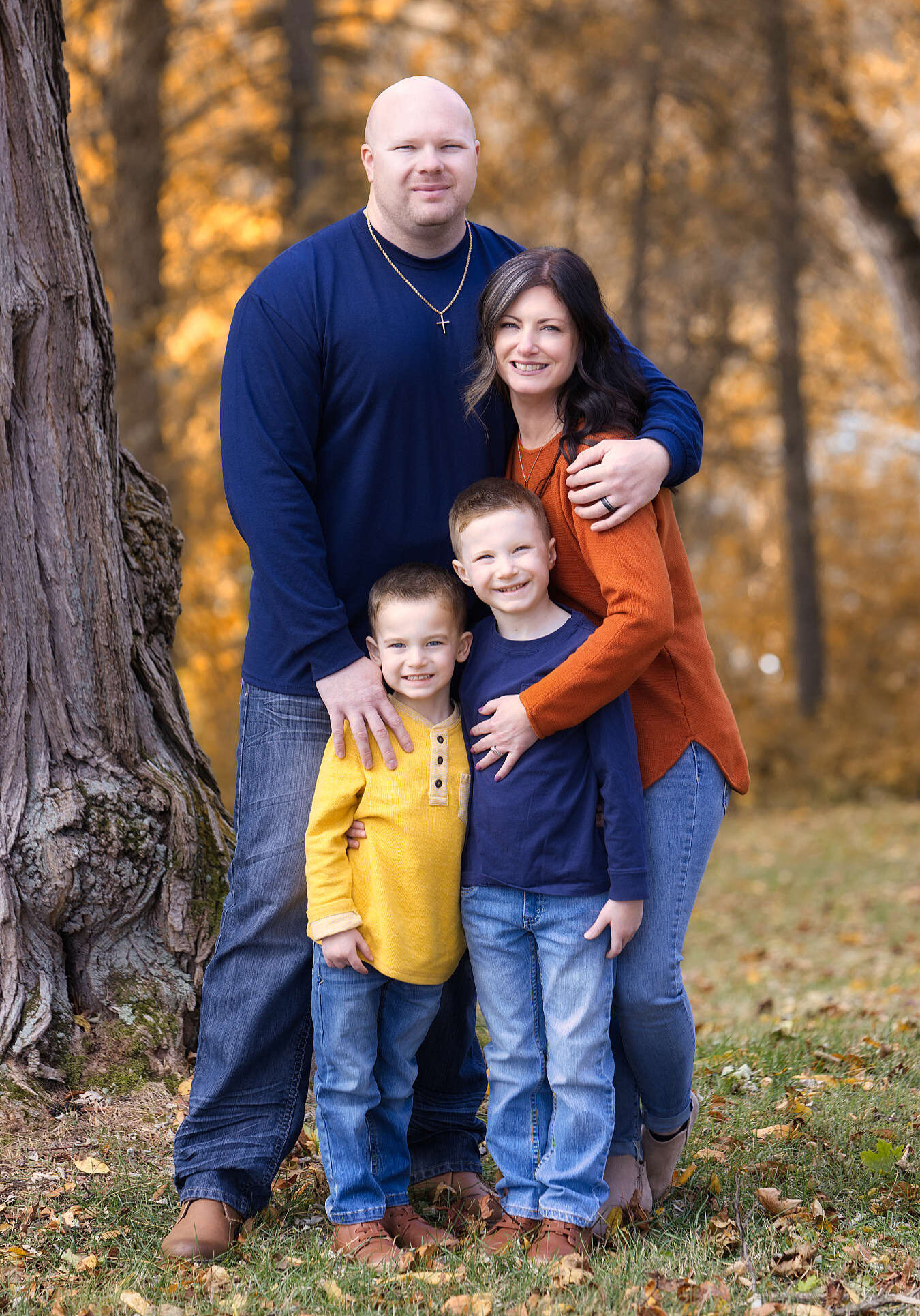 family portrait in the woods