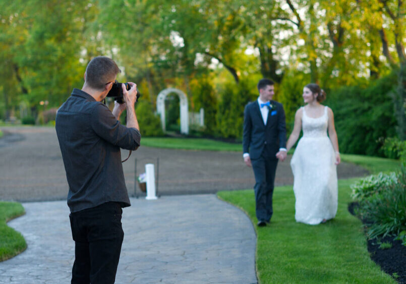 Mark Mower photographing a wedding at Greystone Fields